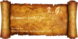 Kummer Gréta névjegykártya